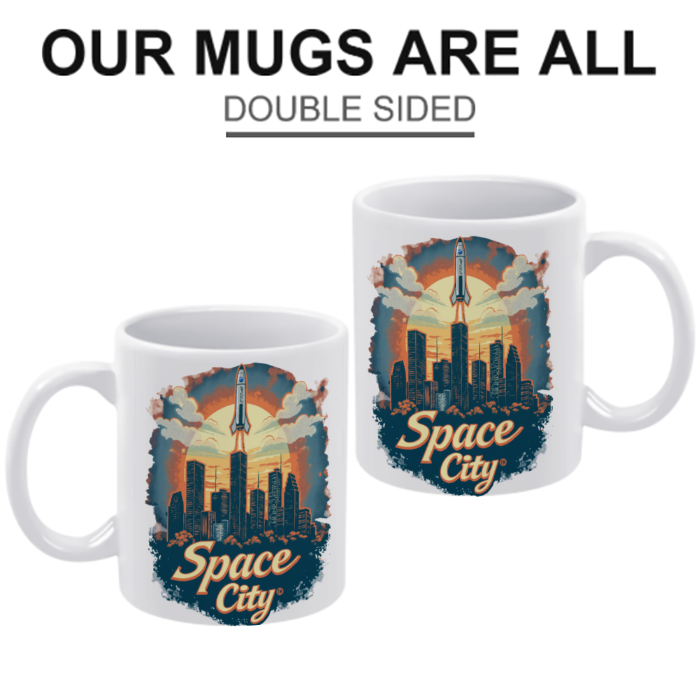 Space City 11 Oz White Ceramic Coffee Mug