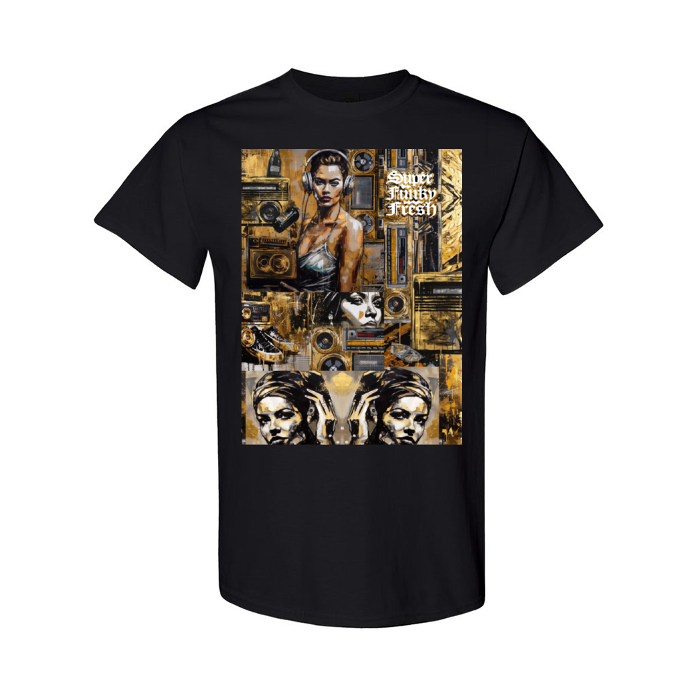 Gold and Charcoal by Los-Twins DeLa Parra Custom Cotton T-shirt