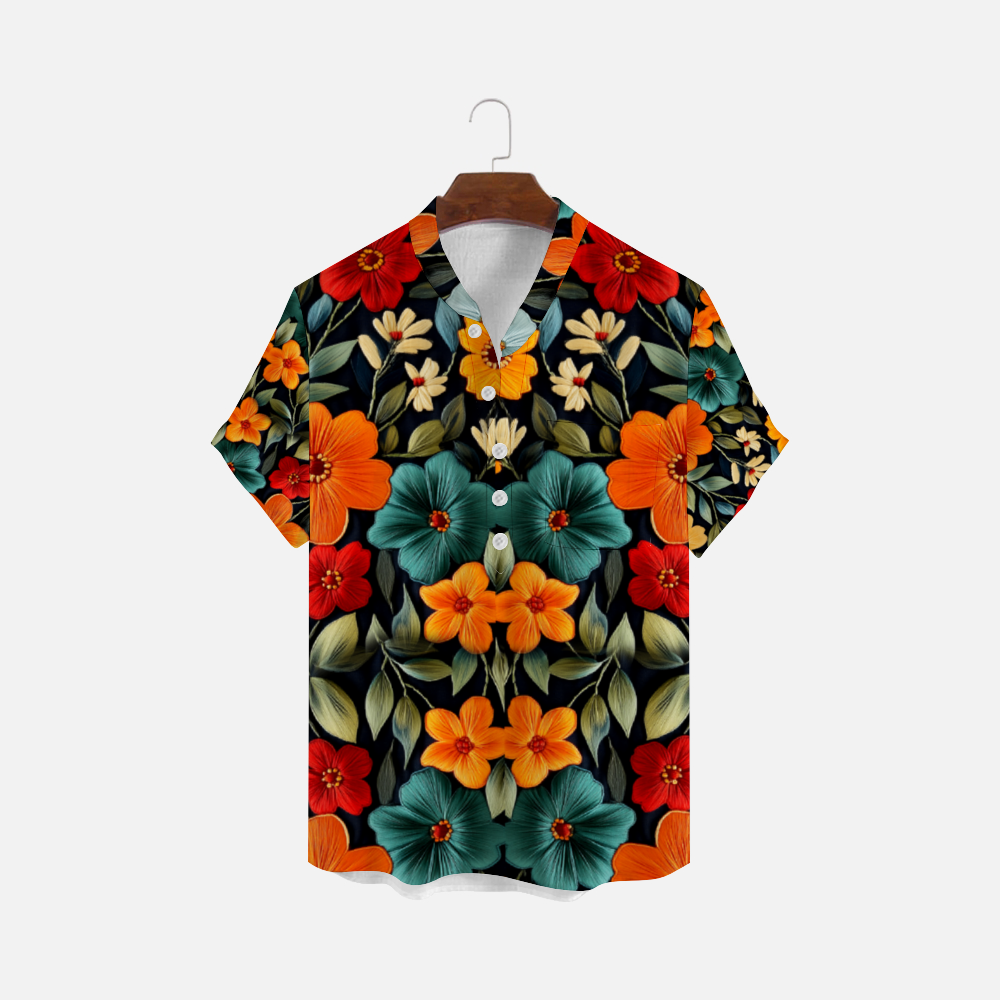 Custom Unisex Short-sleeve T-Shirts Blouses with Button