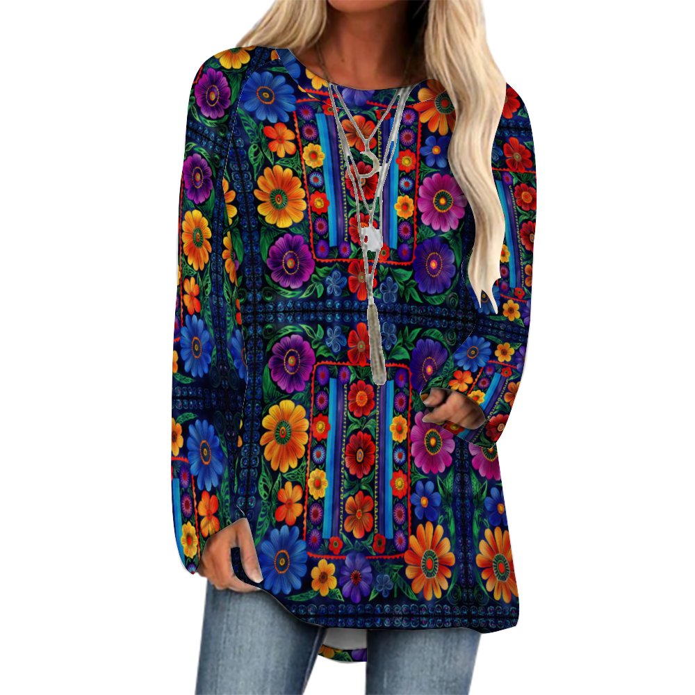 Latin Flower Bomb Women's Raglan Long Sleeve T-Shirt