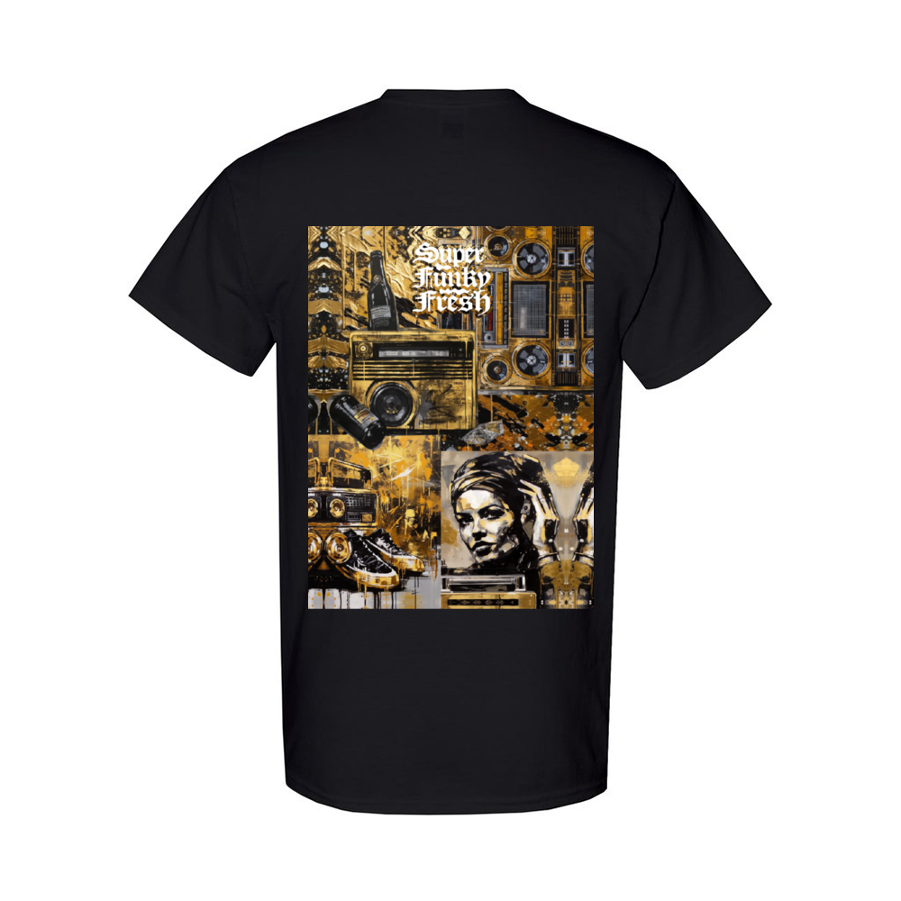 Gold and Charcoal by Los-Twins DeLa Parra Custom Cotton T-shirt
