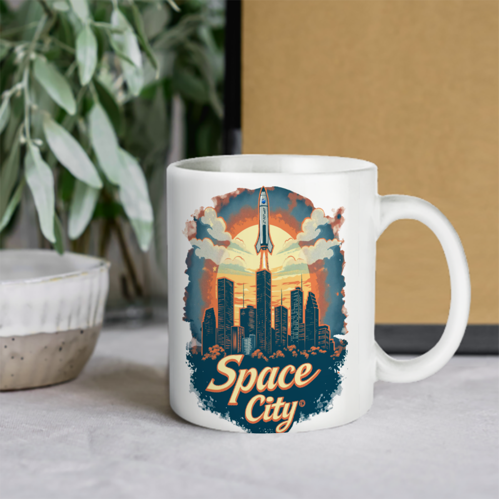 Space City 11 Oz White Ceramic Coffee Mug