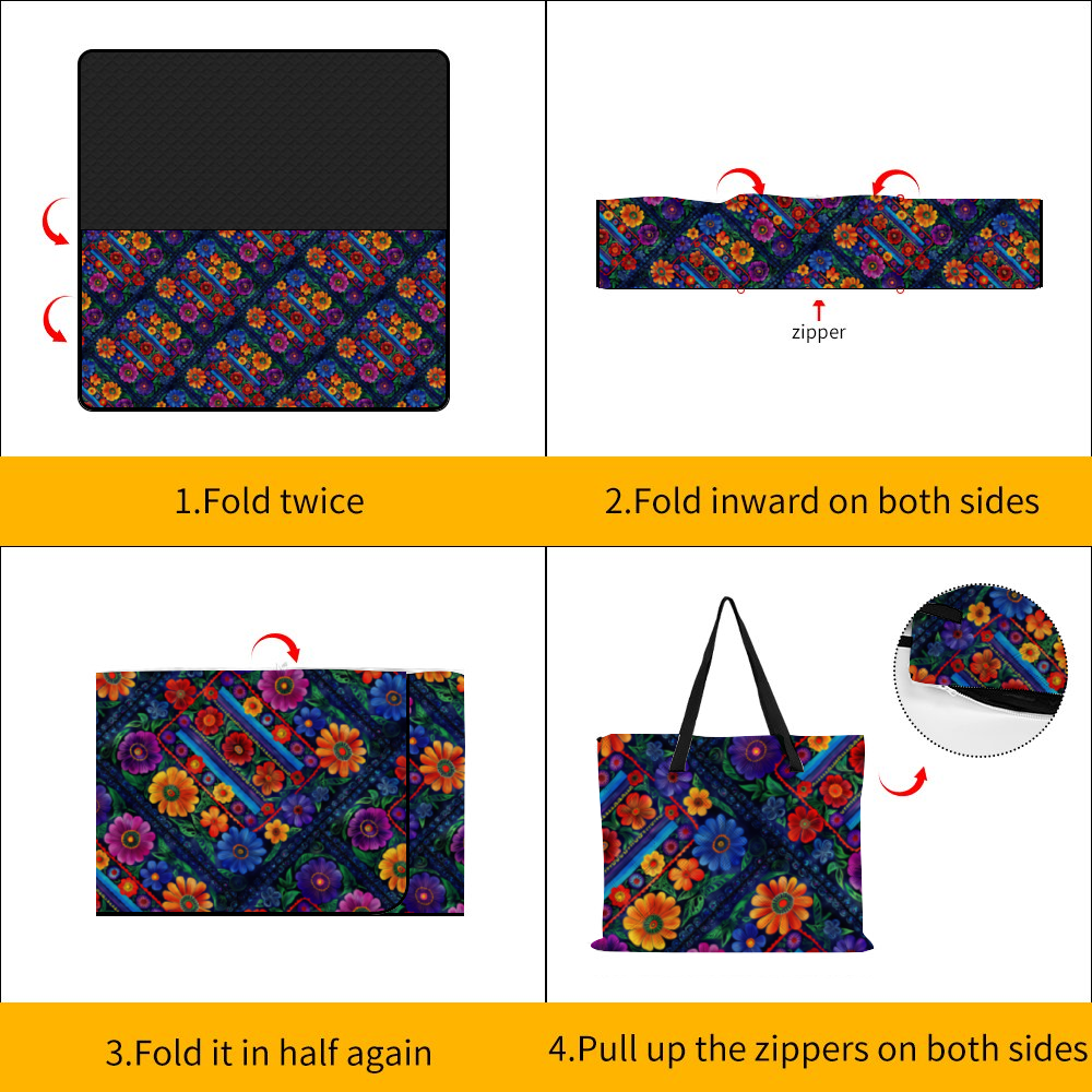 Latin Floral Bouquet Zipper Style Picnic Mat
