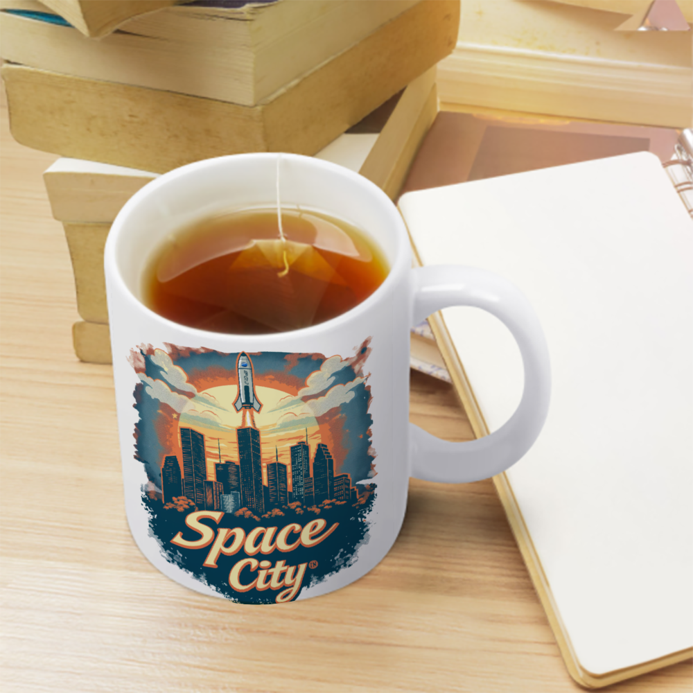 Space City 11 Oz White Ceramic Coffee Mug