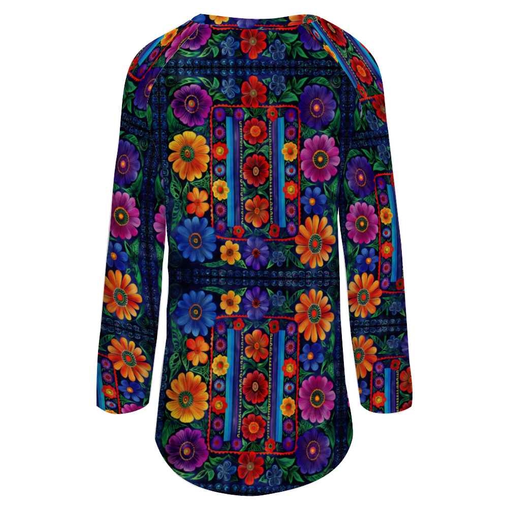 Latin Flower Bomb Women's Raglan Long Sleeve T-Shirt