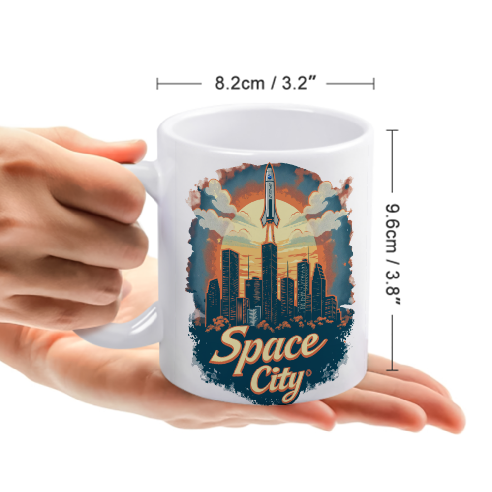 Space City 11 Oz White Ceramic Coffee Mug