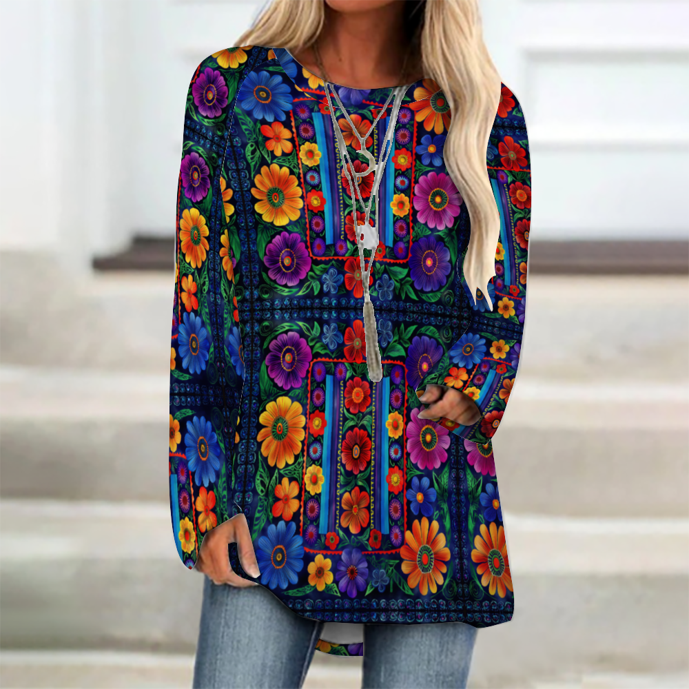 Latin Flower Bomb Women's Raglan Long Sleeve T-Shirt