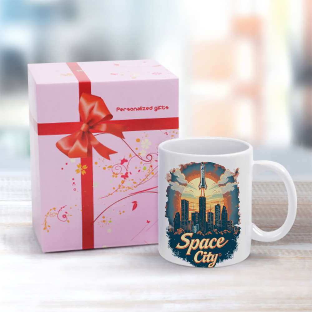 Space City 11 Oz White Ceramic Coffee Mug