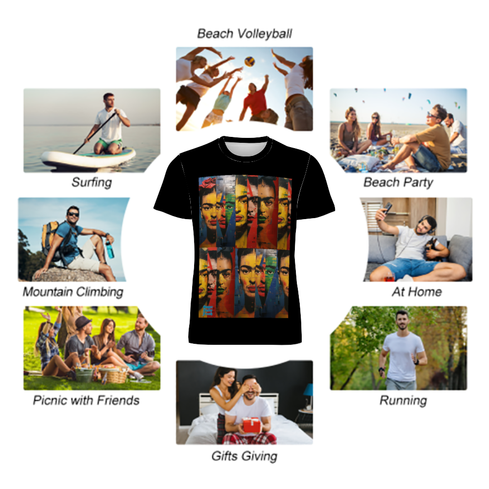 Frida Love T-shirt Men's Round Neck Short Sleeve T-Shirt