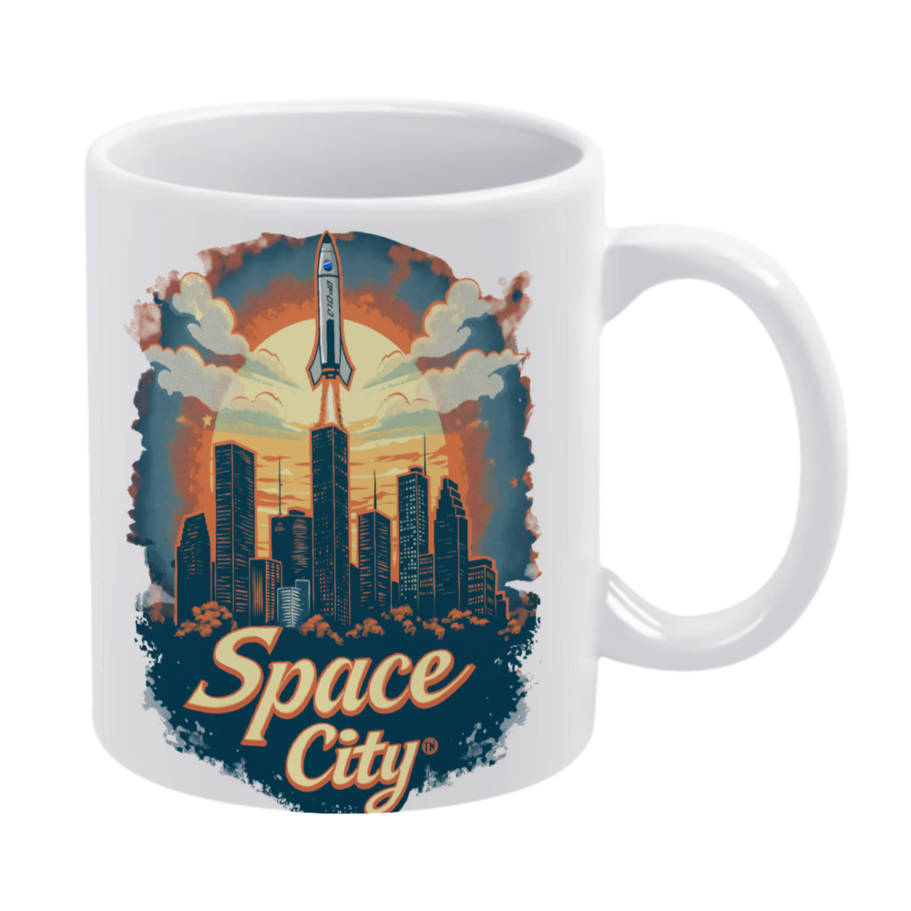 Space City 11 Oz White Ceramic Coffee Mug