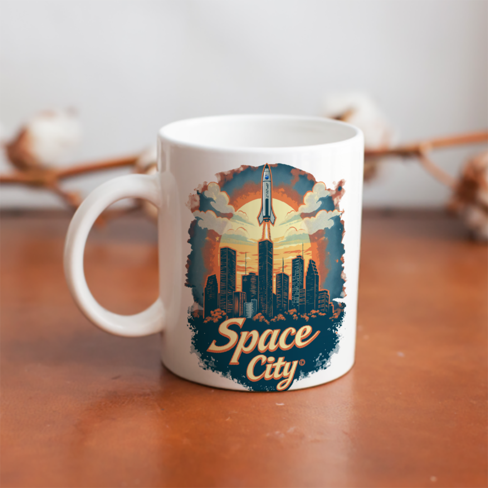Space City 11 Oz White Ceramic Coffee Mug