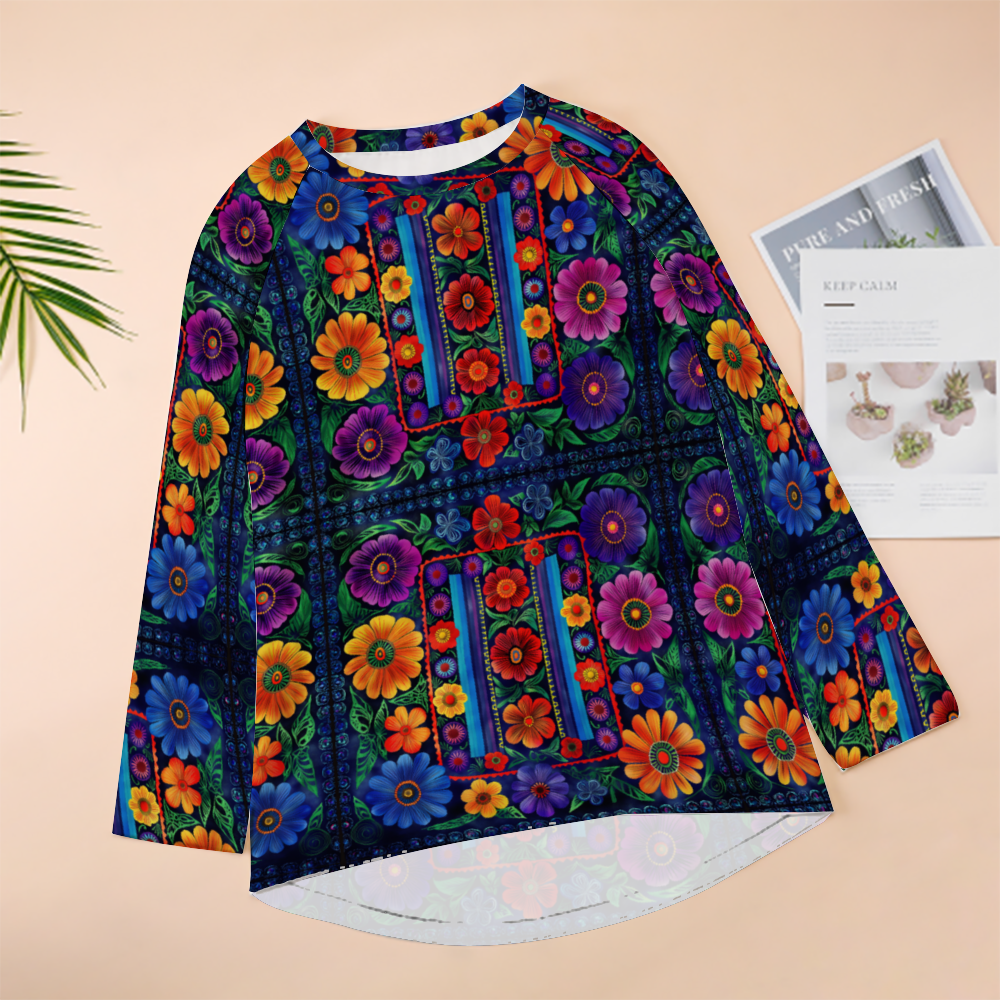 Latin Flower Bomb Women's Raglan Long Sleeve T-Shirt
