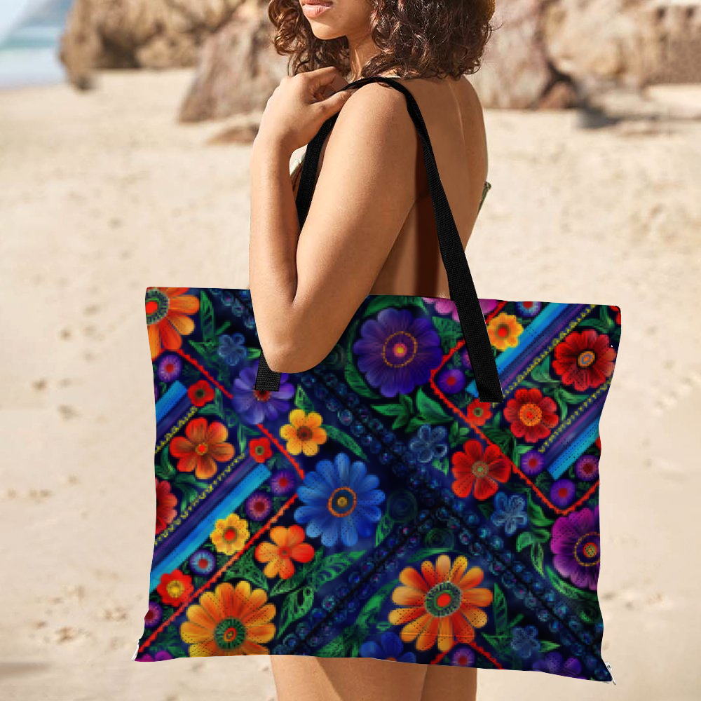 Latin Floral Bouquet Zipper Style Picnic Mat