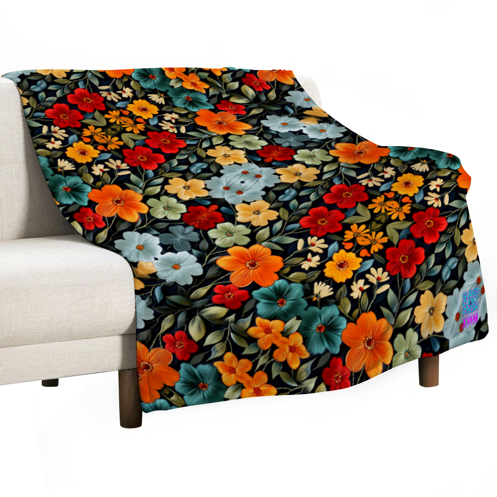 60" × 80" Flores Brillante Thin Flannel Blanket