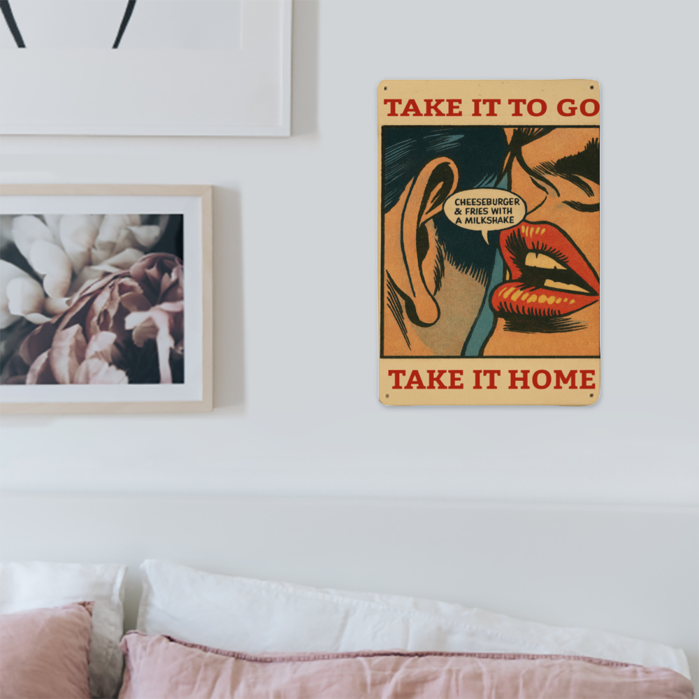 Take it to Go, Take it Home, Hamburger and a Milkshake Classic Aluminum Signs 8" x 12"