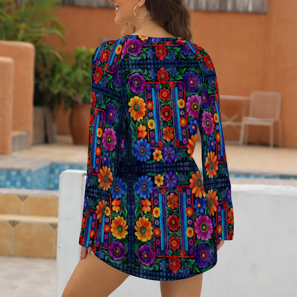Latin Flower Bomb Women's Raglan Long Sleeve T-Shirt