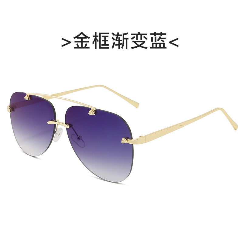 Street style metal sunglasses double beam cut edge sunglasses