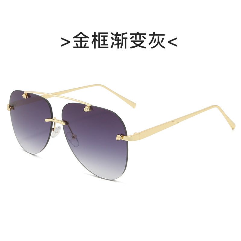 Street style metal sunglasses double beam cut edge sunglasses