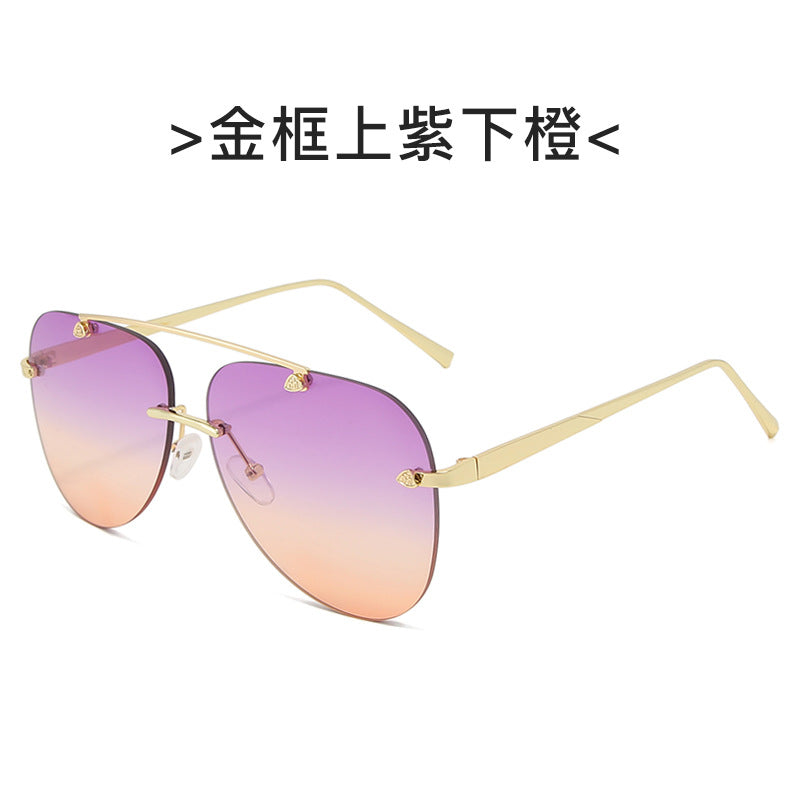 Street style metal sunglasses double beam cut edge sunglasses