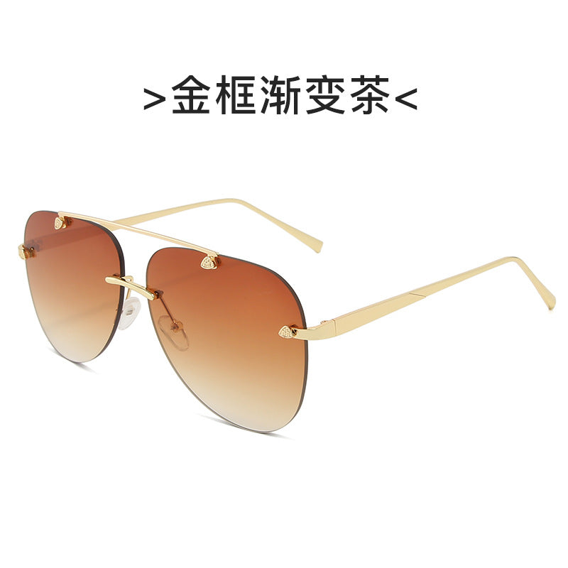 Street style metal sunglasses double beam cut edge sunglasses