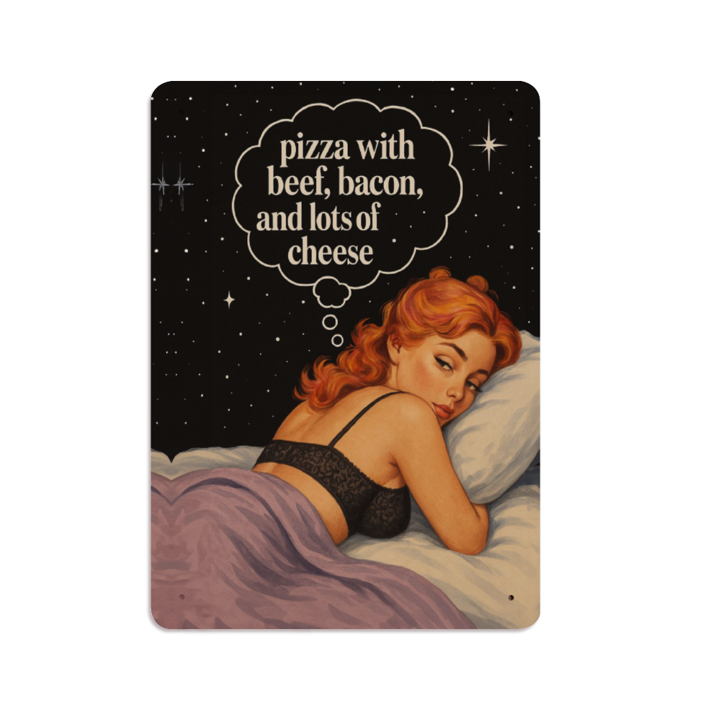 Pizza and Lots of Cheese Print Aluminum Plate 12" x 16"