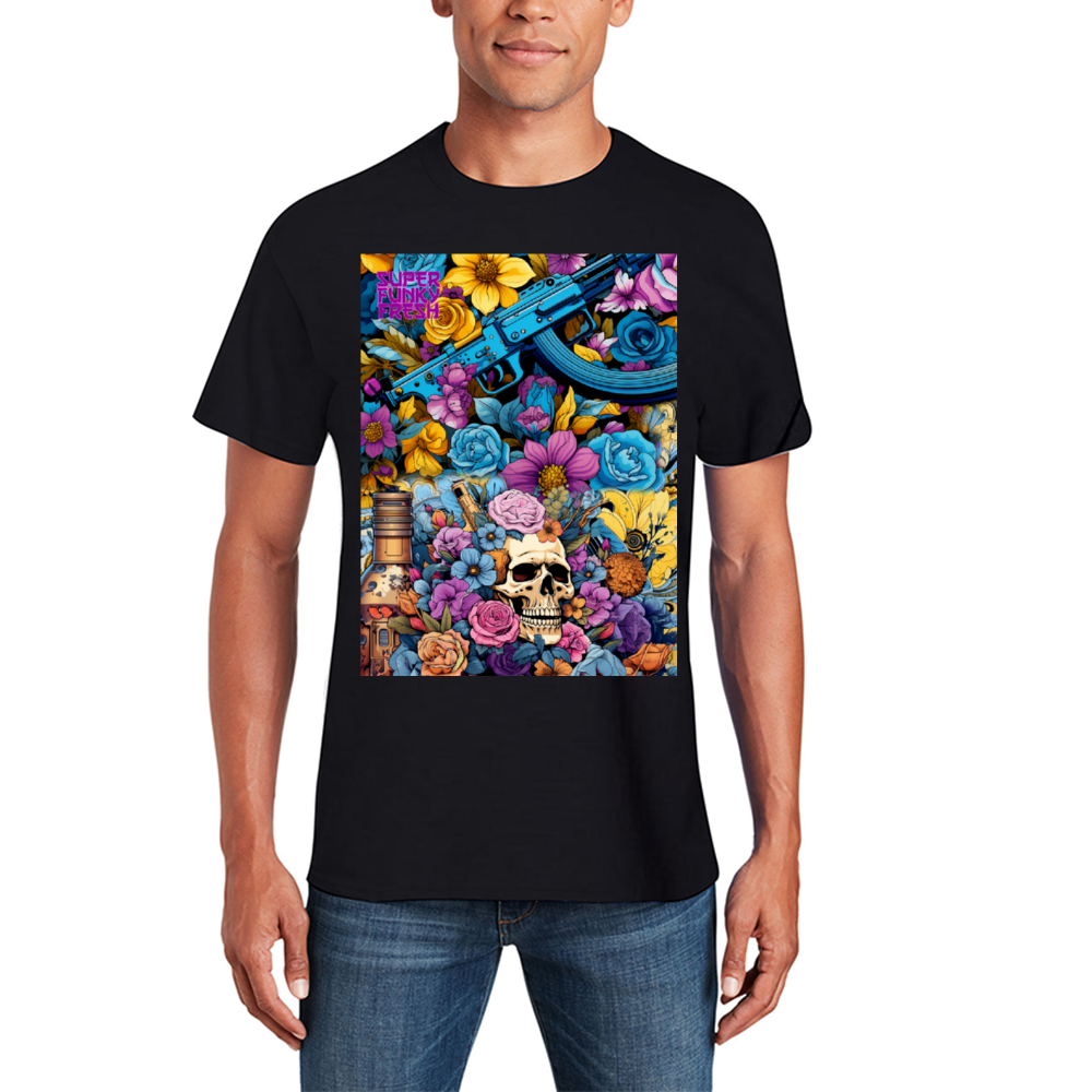 Rifels and Skulls Short Sleeve Casual Loose Shirts Tees