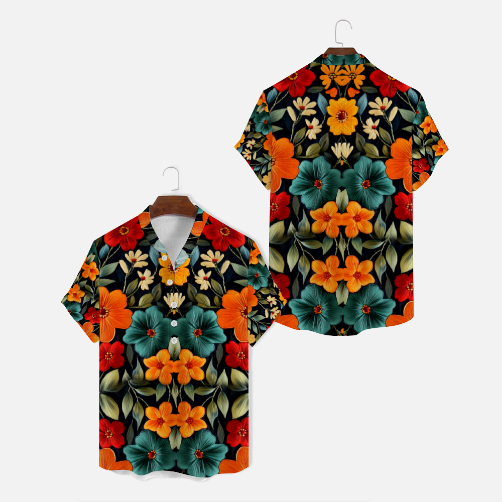 Custom Unisex Short-sleeve T-Shirts Blouses with Button