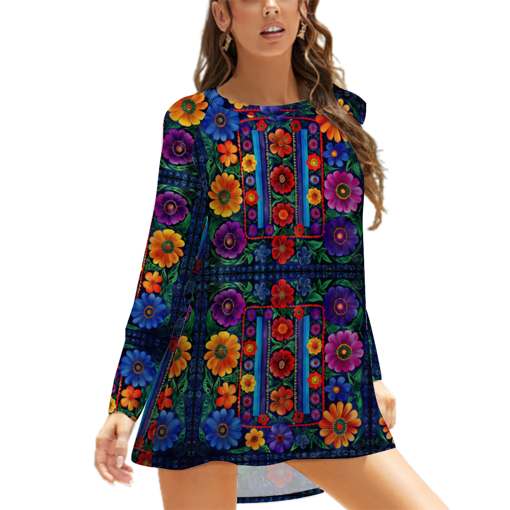 Latin Flower Bomb Women's Raglan Long Sleeve T-Shirt