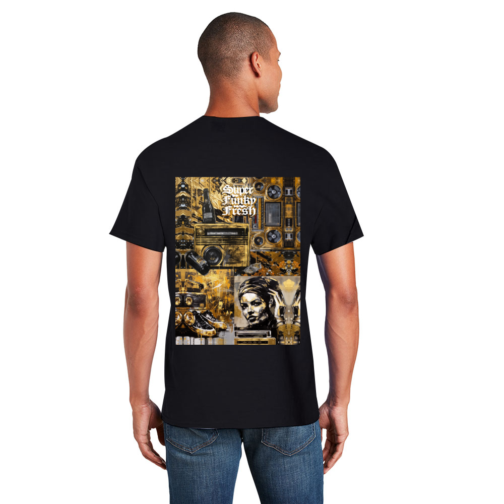 Gold and Charcoal by Los-Twins DeLa Parra Custom Cotton T-shirt