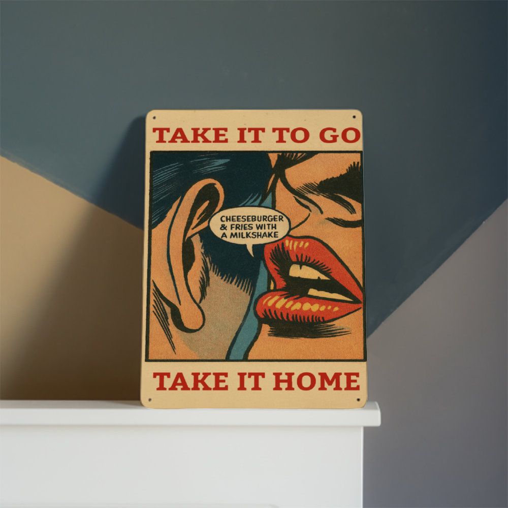 Take it to Go, Take it Home, Hamburger and a Milkshake Classic Aluminum Signs 8" x 12"