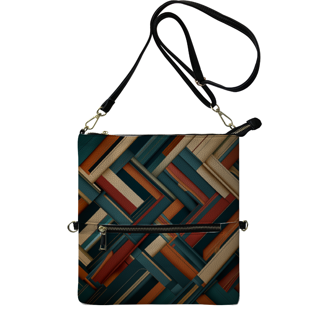 Stylized Leather Strap design Motif Mini Envelope Bag Ladies Wallet Crossbody Bag