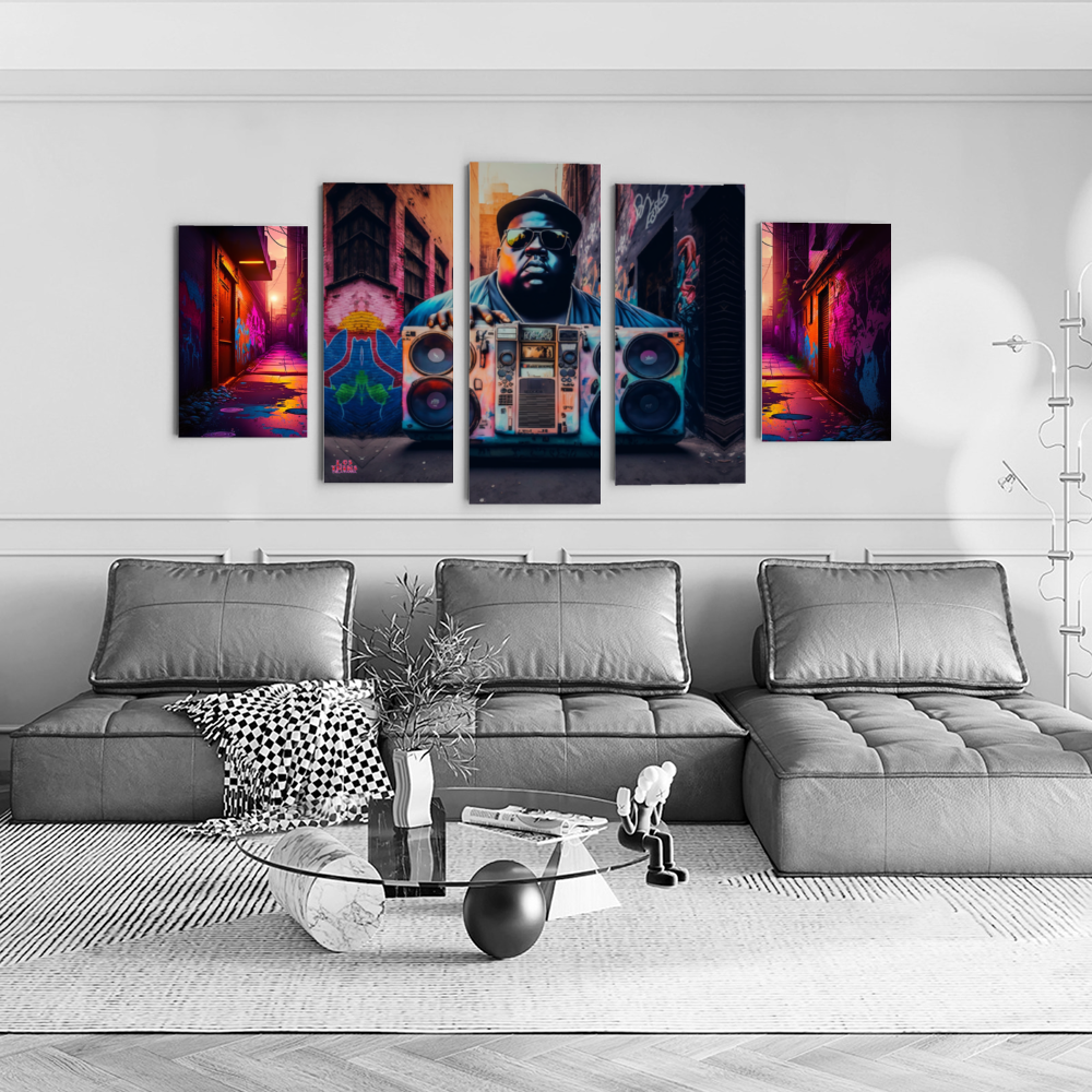 Notorious Dedication to The B.I.G Canvas Painting Five Paintings a Group