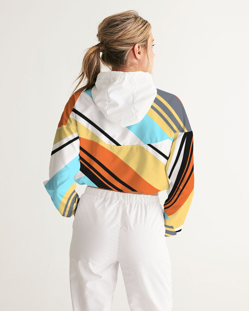 Mayan Serpent Stripes Women's Cropped Windbreaker
