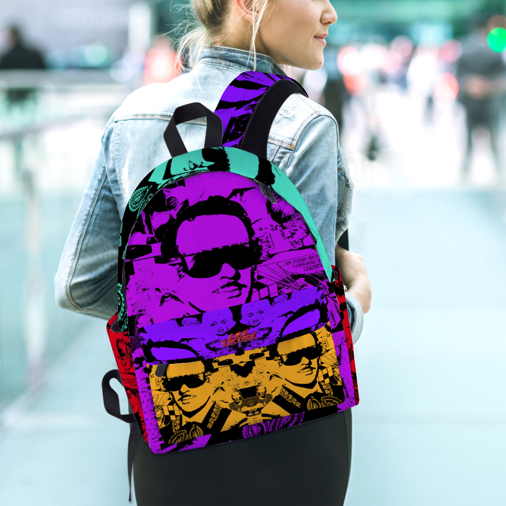 Dela Parra Graffiti Zippered Travel Backpack 14" x 18" x 4" Schoolbag