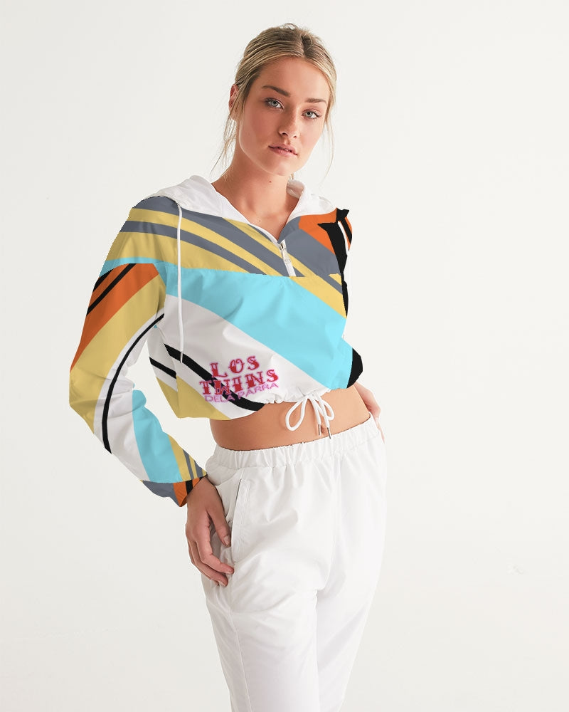 Mayan Serpent Stripes Women's Cropped Windbreaker