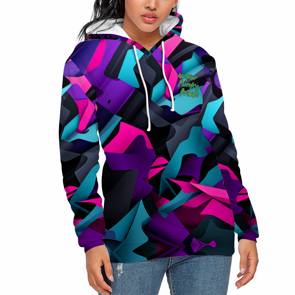 Blue and Purple Tones Digital Camo Hoodies Unisex All Over Print Plush Hoodies with Pockets