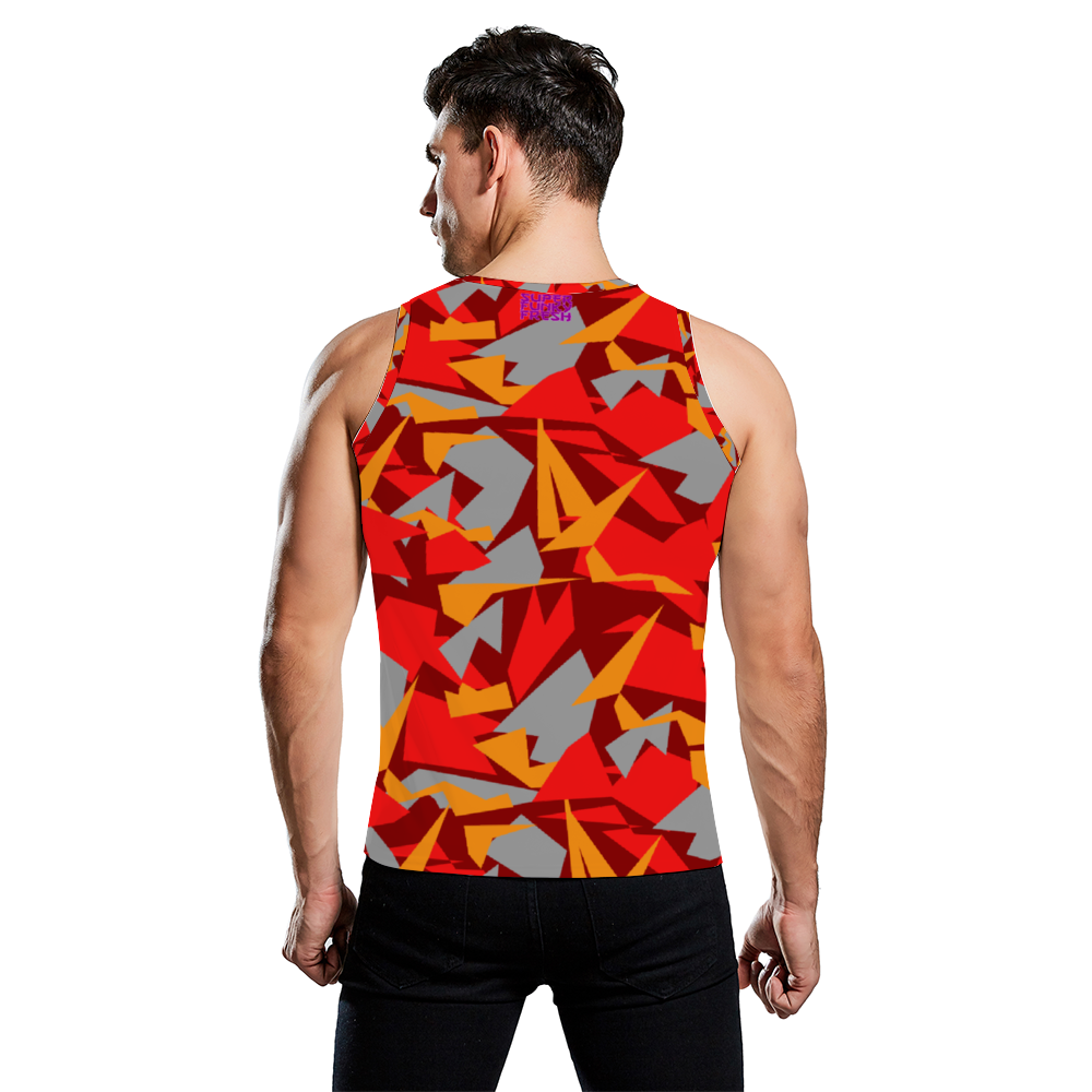 Digital Camo Red and Orange Men's Tank Top