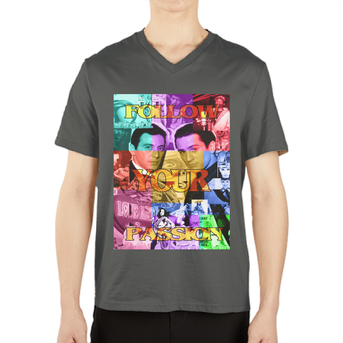 Follow Your Passion Casual V-Neck Short Sleeve T-Shirts