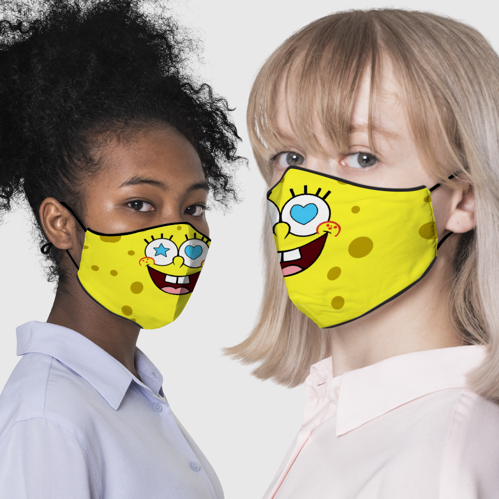 Sponge Hearts and Stars Face Cover With Two Filters Customized Adjustable Non-medical Face Cover
