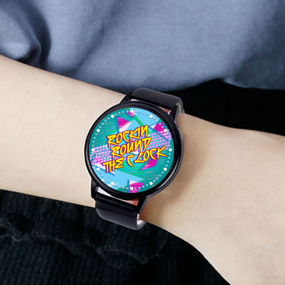Rockin Round The Clock Watch Black LED Touch Screen Watch