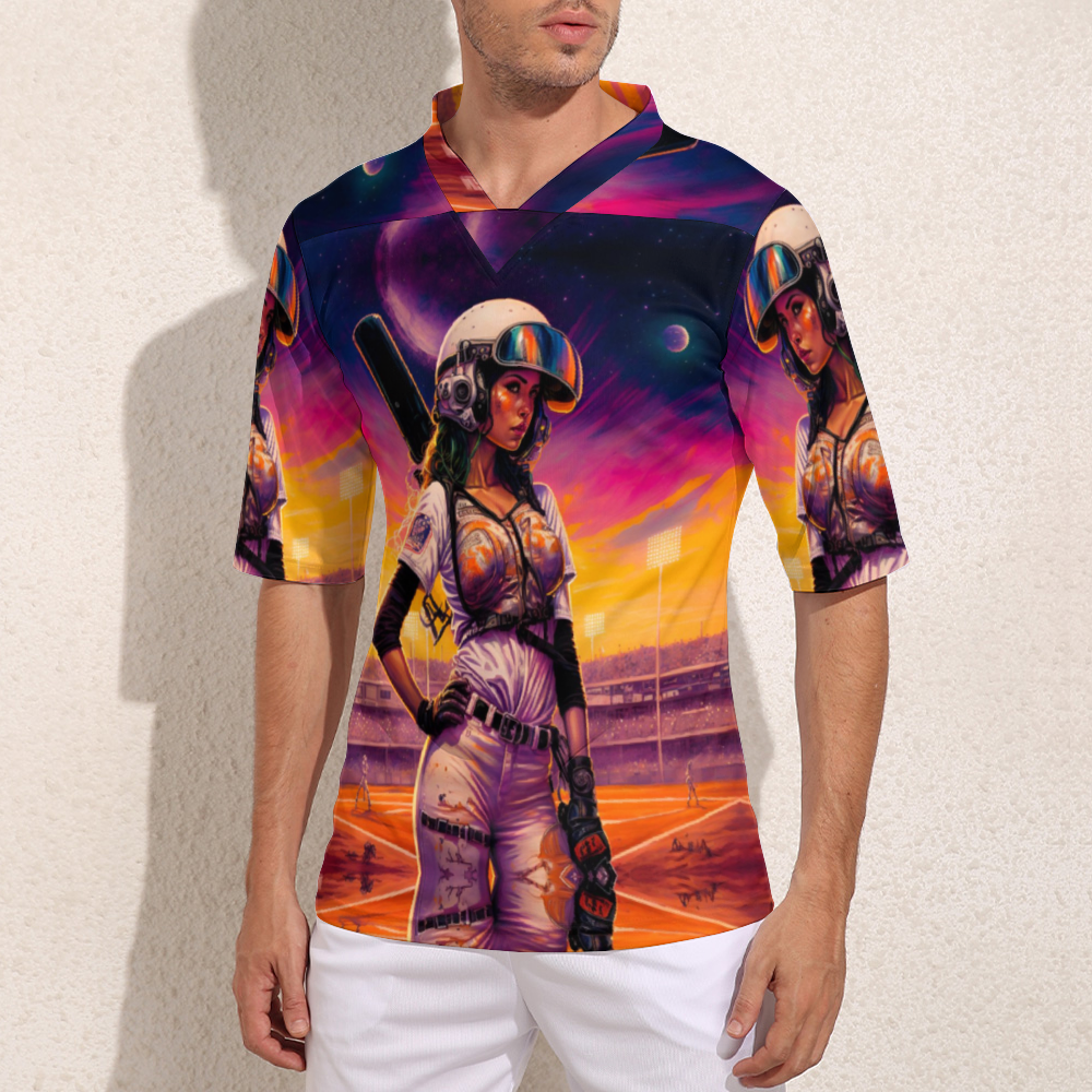 Ladies Baseball Player Rugby Jersey