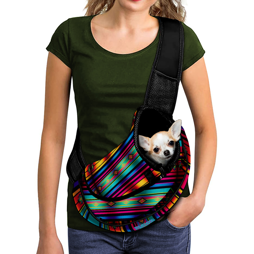 Custom Serape Print Dog Knapsack Pet Crossbody Carrier