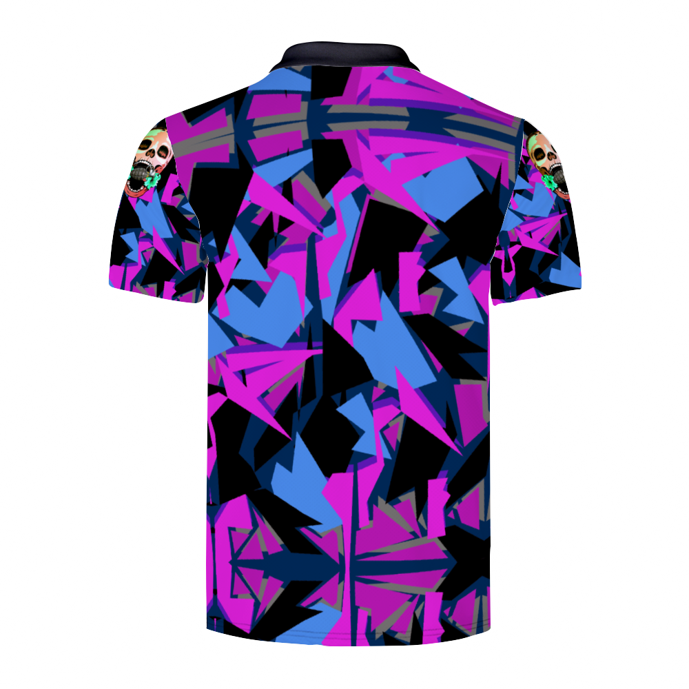Skull and Camo Shirts Print POLO Neck Shirts Black & White Neck Option