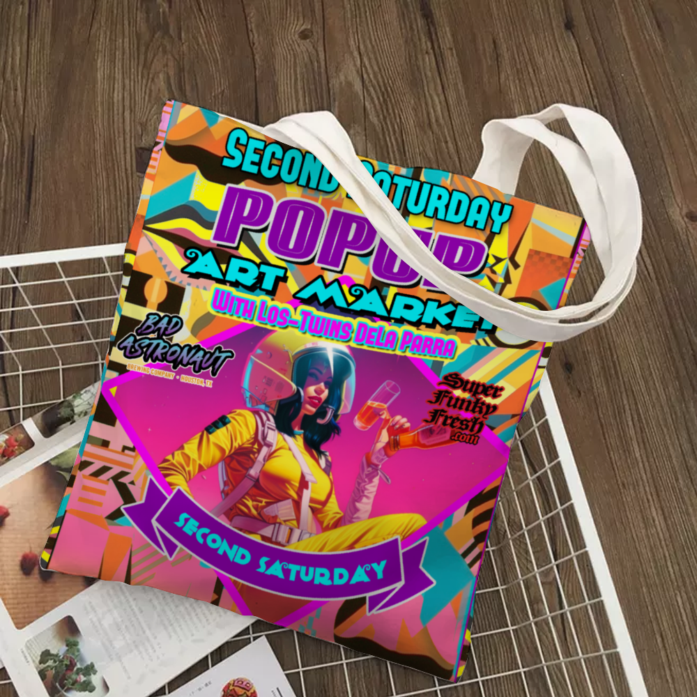 Second Saturday Canvas Tote Bags 15" × 18" with Inner Zippered Pocket 2 sides Different Designs