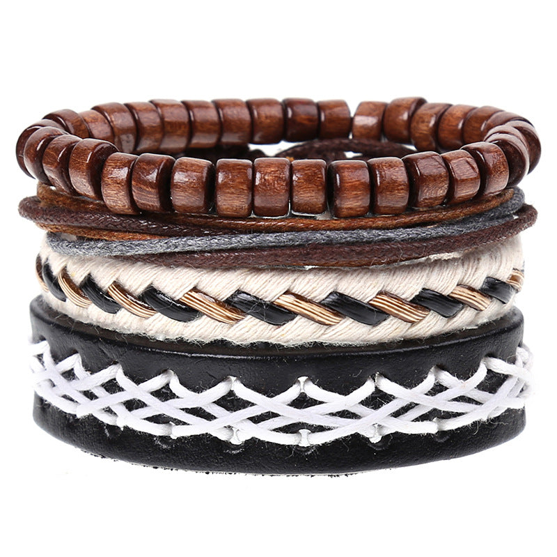 Super Funky Fresh woven combination set / leather hand rope European and