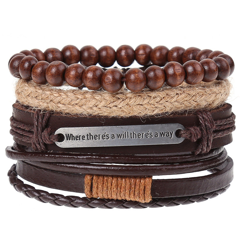Super Funky Fresh woven combination set / leather hand rope European and