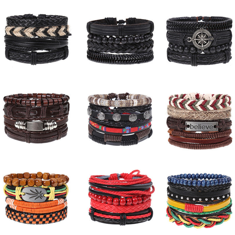 Super Funky Fresh woven combination set / leather hand rope European and