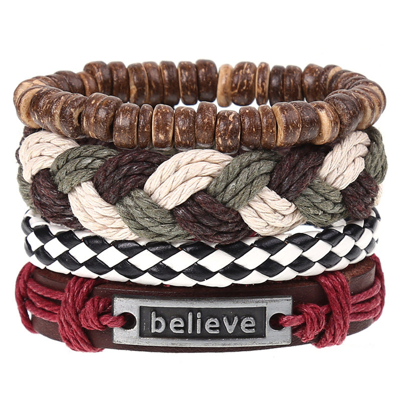 Super Funky Fresh woven combination set / leather hand rope European and
