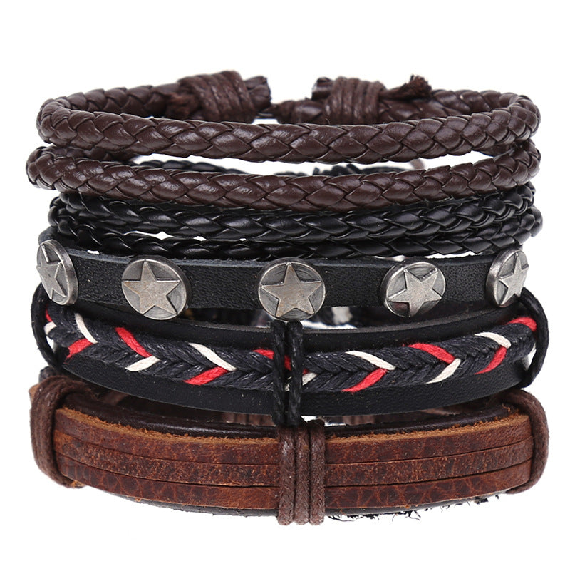 Super Funky Fresh woven combination set / leather hand rope European and