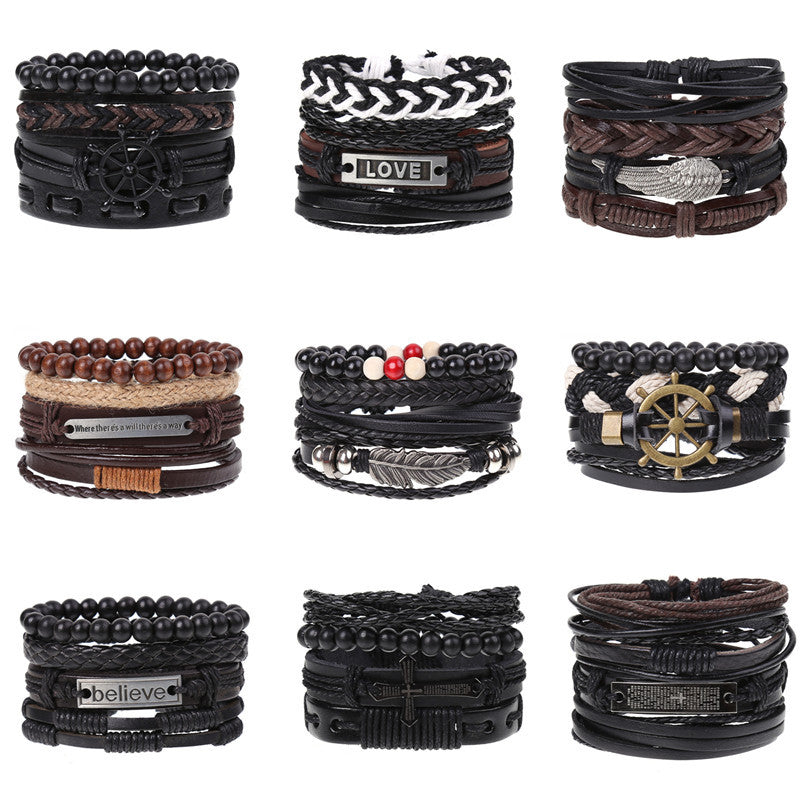 Super Funky Fresh woven combination set / leather hand rope European and